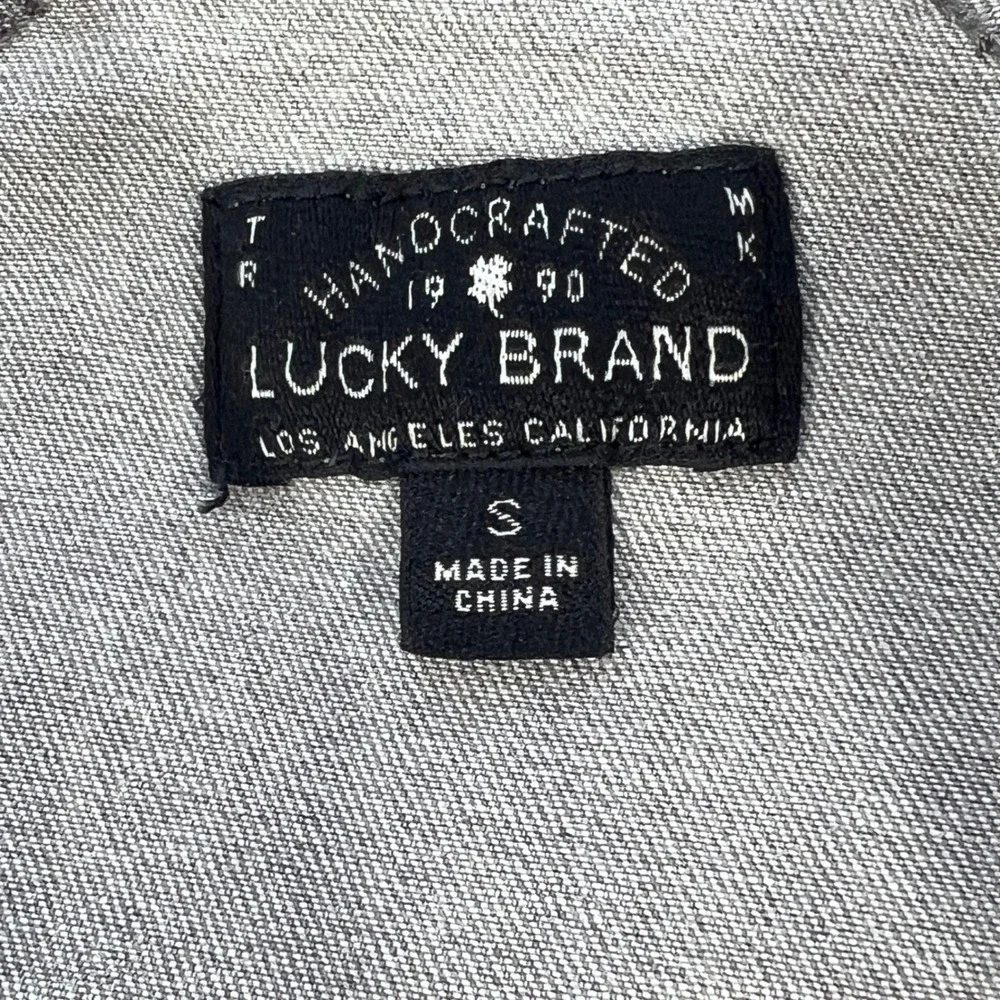 Lucky Brand Gray Denim Moto Jacket Women Size Small Asymmetrical Zip Biker